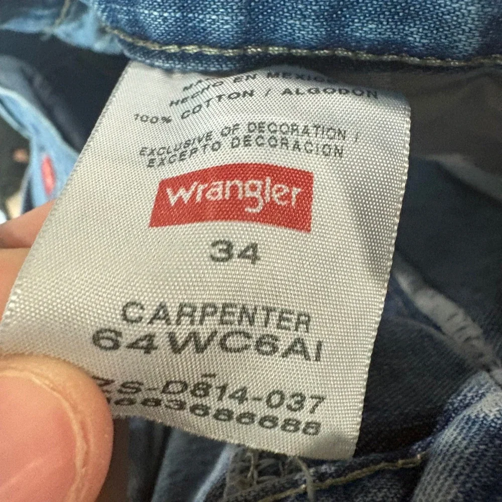 Wrangler Mens Carpenter Denim Shorts Light Wash Blue Workwear 64WC6AI Size 34